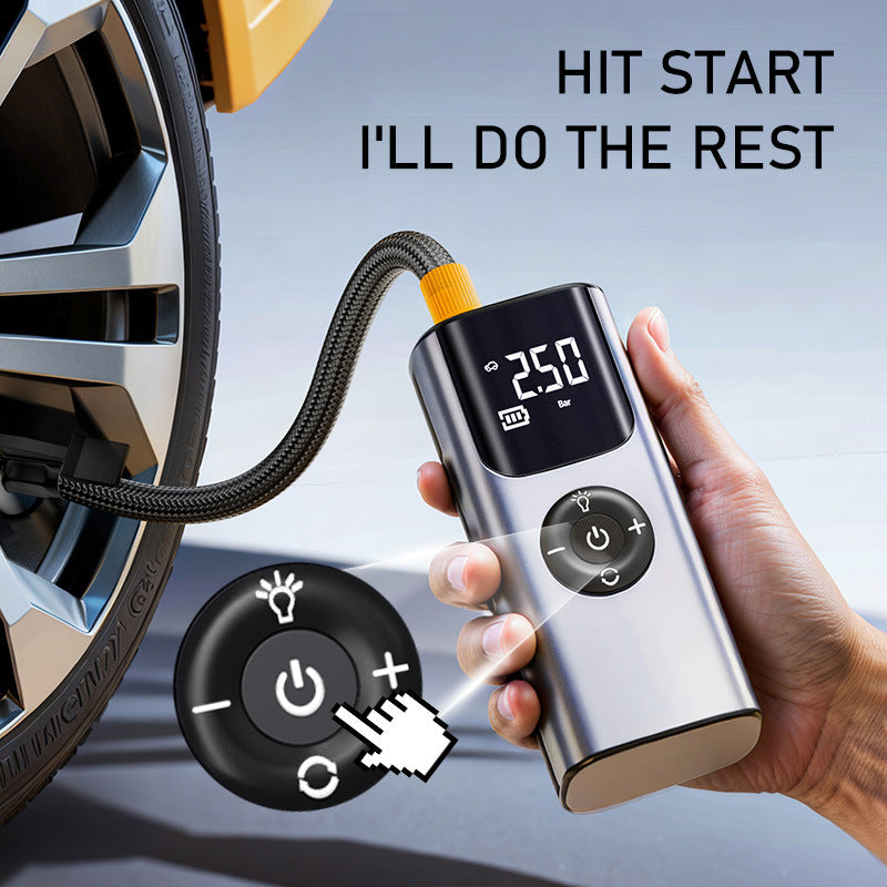 Portable Wireless Tire Inflator - Rechargeable Air Compressor with Digital Display
