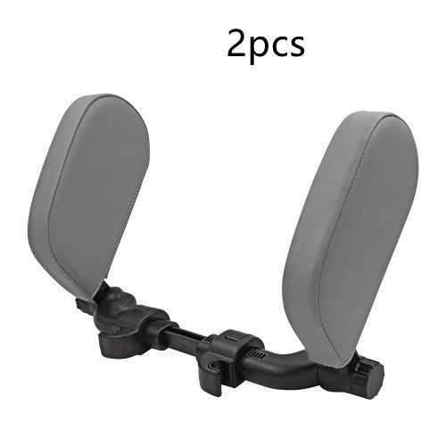 Premium Adjustable Car Headrest Pillow - PU Leather & Side Support