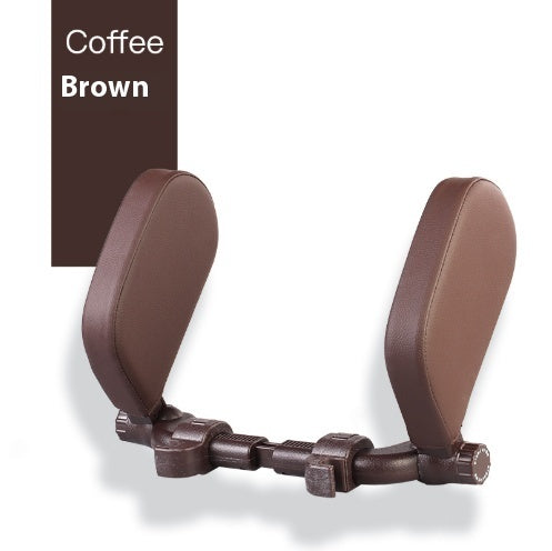 Premium Adjustable Car Headrest Pillow - PU Leather & Side Support