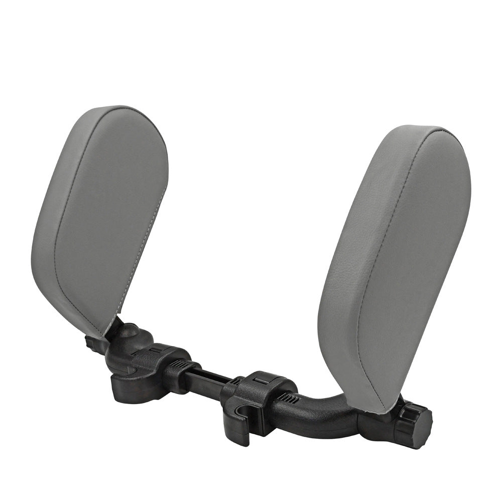 Premium Adjustable Car Headrest Pillow - PU Leather & Side Support