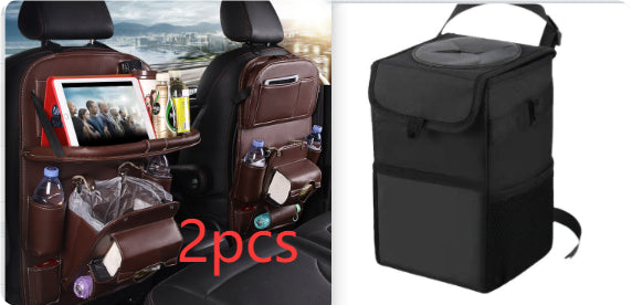 Premium PU Leather Car Seat Back Organizer - Multi-Pocket Storage