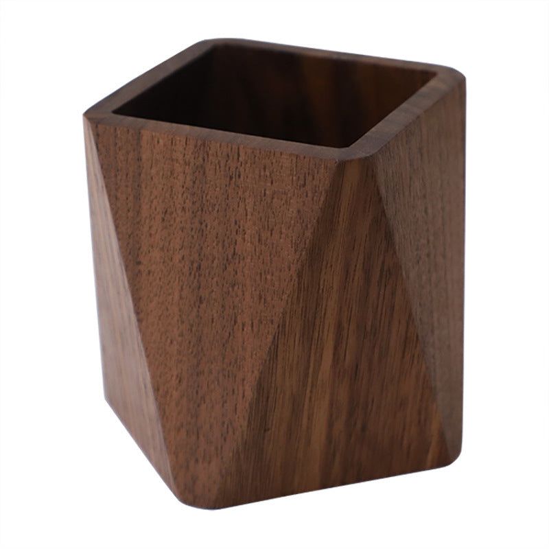 Wooden Pen Holder - Desktop Storage Box & Stationery Organizer
