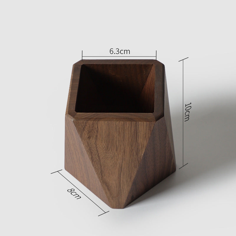 Wooden Pen Holder - Desktop Storage Box & Stationery Organizer