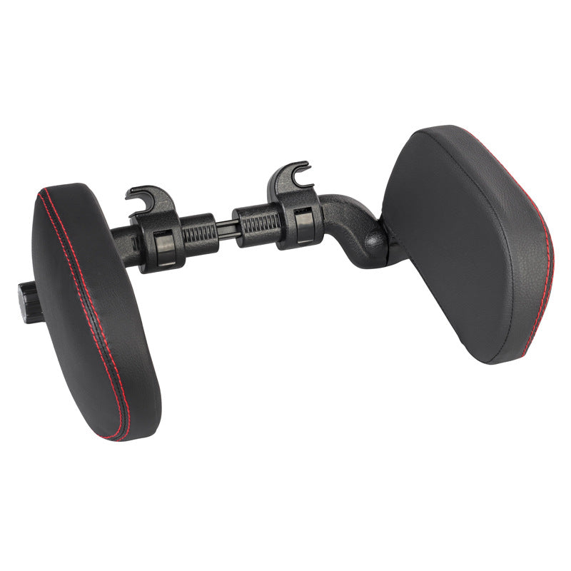 Premium Adjustable Car Headrest Pillow - PU Leather & Side Support