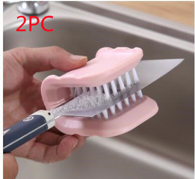 U-Shaped Knife & Cutlery Cleaner Brush - Safe Kitchen Cleaning Tool
