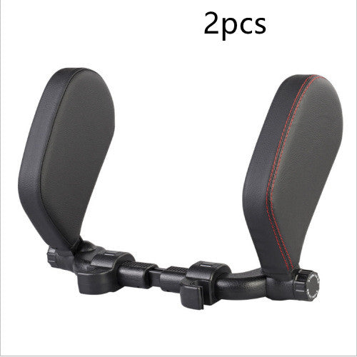 Premium Adjustable Car Headrest Pillow - PU Leather & Side Support