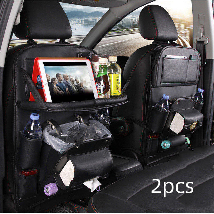 Premium PU Leather Car Seat Back Organizer - Multi-Pocket Storage