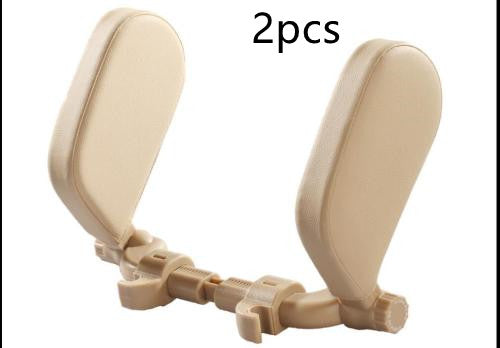 Premium Adjustable Car Headrest Pillow - PU Leather & Side Support