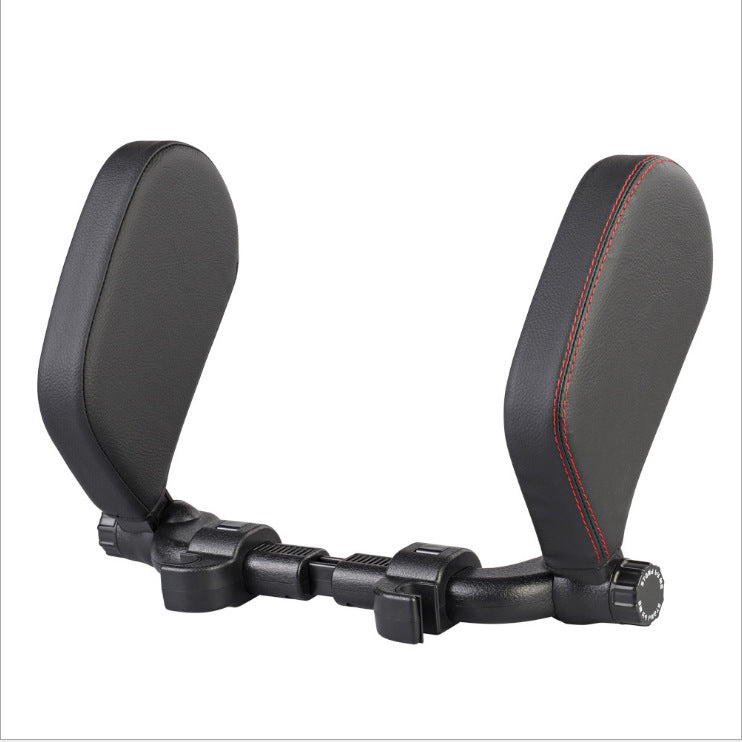 Premium Adjustable Car Headrest Pillow - PU Leather & Side Support