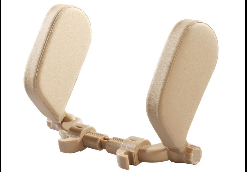 Premium Adjustable Car Headrest Pillow - PU Leather & Side Support