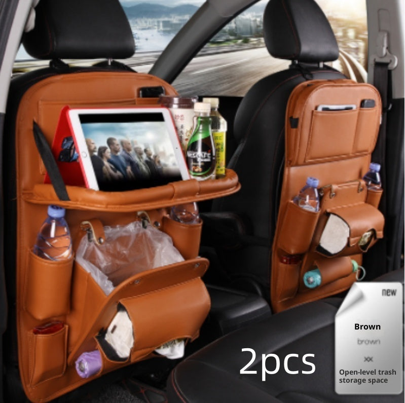 Premium PU Leather Car Seat Back Organizer - Multi-Pocket Storage
