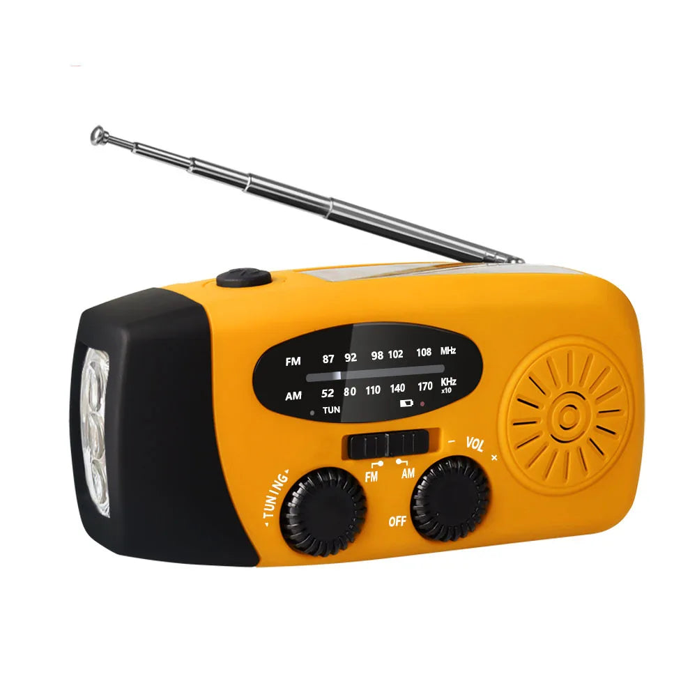 Portable Emergency Radio with Hand Crank & Solar Charging