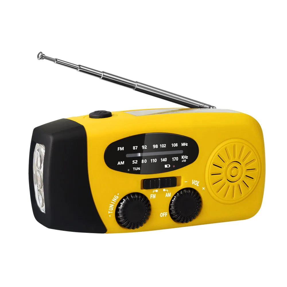 Portable Emergency Radio with Hand Crank & Solar Charging