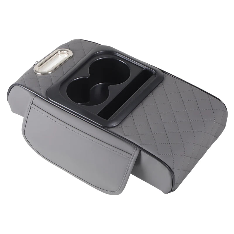 Car Center Console Organizer - Armrest Storage Box with Cup Holder