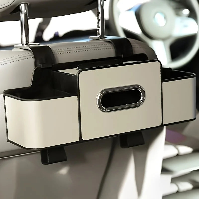Car Seat Organizer with ABS Box & Tissue Holder - Universal Fit