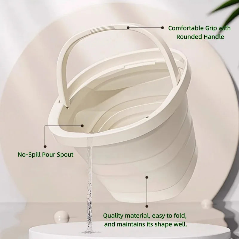 Collapsible Car Wash Bucket - Ultra-Flat 5cm (2in) Design - 10L/5L Vehicle Detailing Tool