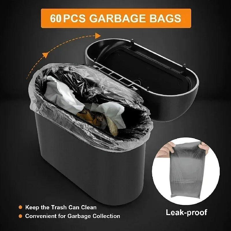 Car Trash Can with Lid - Includes 60 Garbage Bags