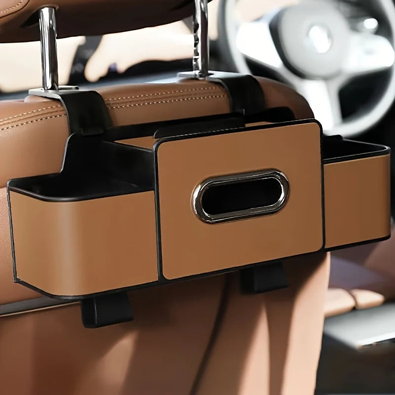 Car Seat Organizer with ABS Box & Tissue Holder - Universal Fit