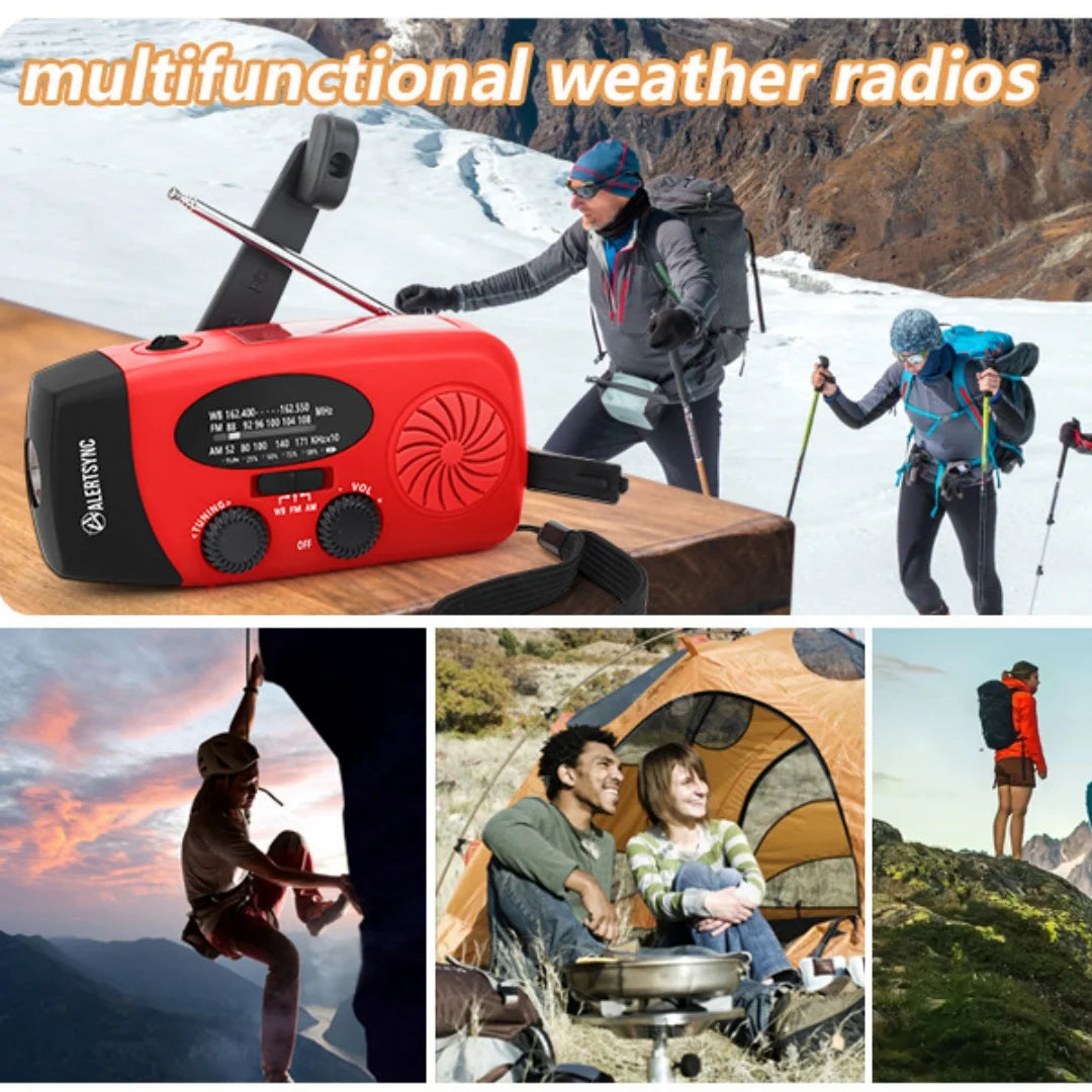 Portable Emergency Radio with Hand Crank & Solar Charging