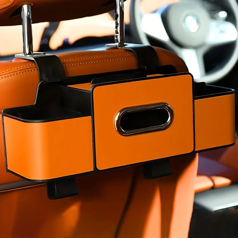 Car Seat Organizer with ABS Box & Tissue Holder - Universal Fit