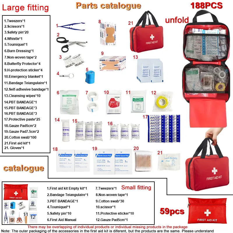 First Aid Kit - 188 Pieces Emergency Medical Supply Kit