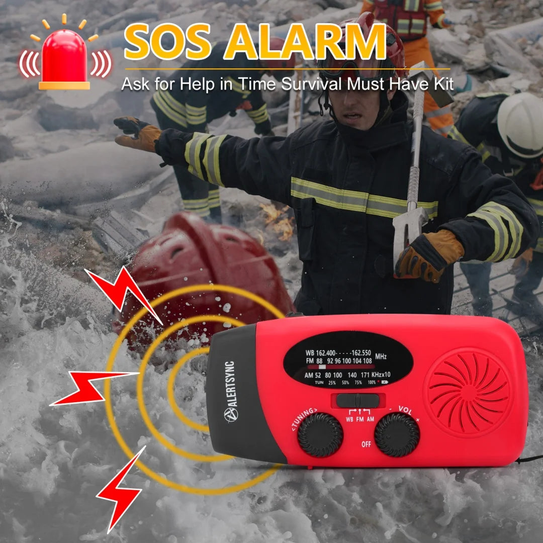 Portable Emergency Radio with Hand Crank & Solar Charging