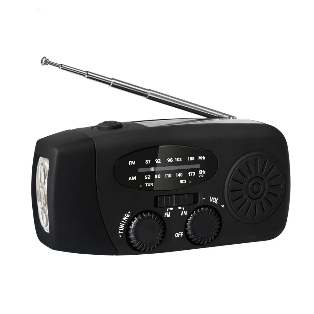 Portable Emergency Radio with Hand Crank & Solar Charging