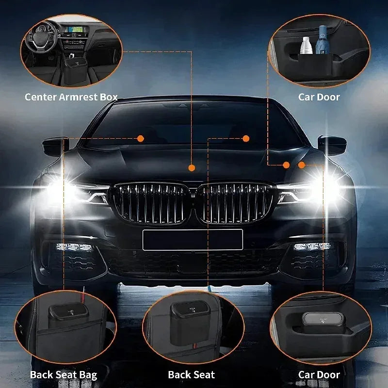 Car Trash Can with Lid - Includes 60 Garbage Bags