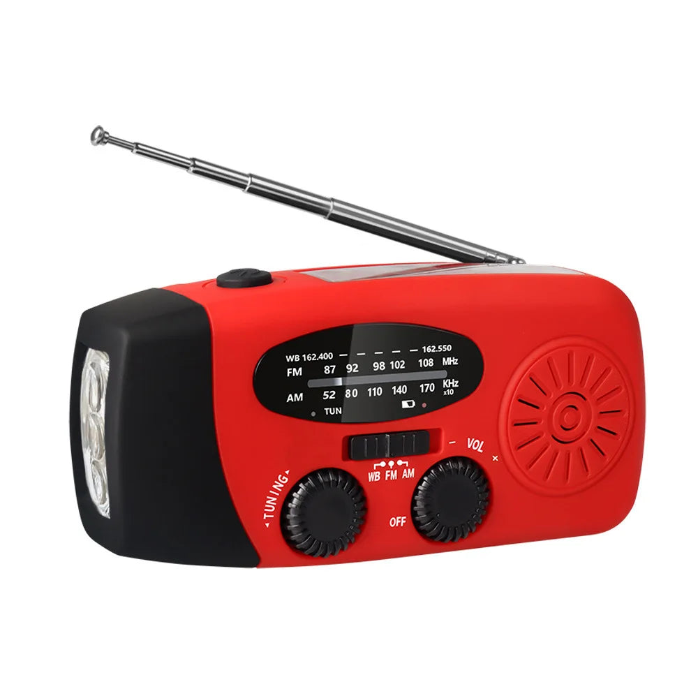 Portable Emergency Radio with Hand Crank & Solar Charging