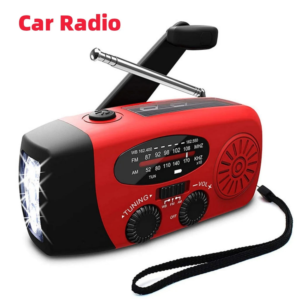 Portable Emergency Radio with Hand Crank & Solar Charging