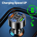 250W 5-Port Car Charger with Digital Display - PD QC3.0 Fast Charging
