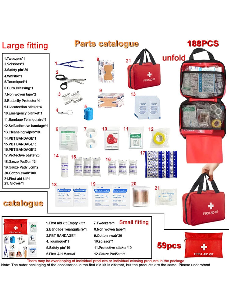 First Aid Kit - 188 Pieces Emergency Medical Supply Kit