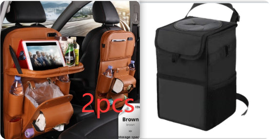 Premium PU Leather Car Seat Back Organizer - Multi-Pocket Storage
