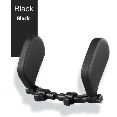Premium Adjustable Car Headrest Pillow - PU Leather & Side Support
