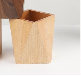 Wooden Pen Holder - Desktop Storage Box & Stationery Organizer