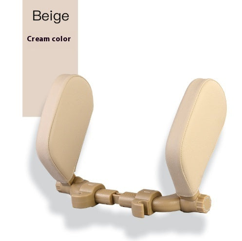 Premium Adjustable Car Headrest Pillow - PU Leather & Side Support