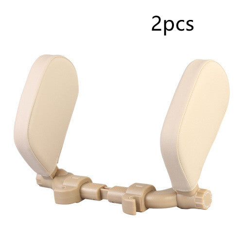 Premium Adjustable Car Headrest Pillow - PU Leather & Side Support