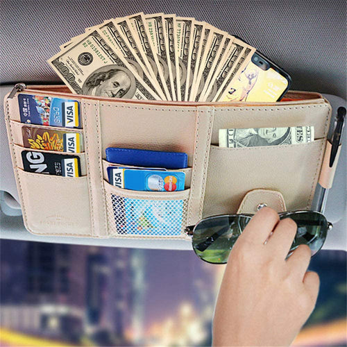 Car Sun Visor Organizer - 7 Pockets & Sunglass Holder