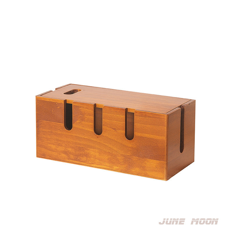 Solid Wood Cable Management Box - Eco-Friendly Power Strip Storage