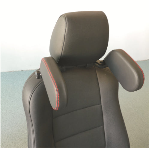 Premium Adjustable Car Headrest Pillow - PU Leather & Side Support